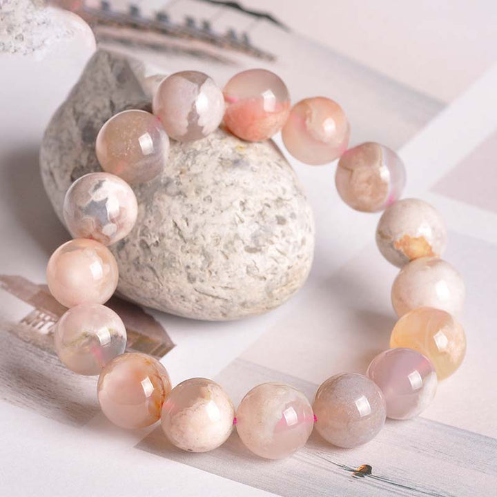 Buddha Stones Sakura Agate Peace Blessing Bracelet