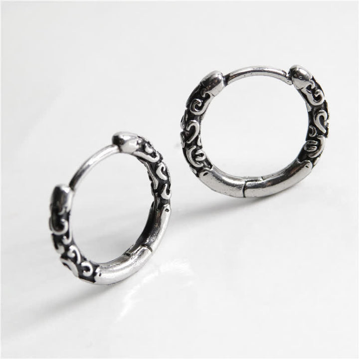 Buddha Stones Viking Celtic Hoop Titanium Steel Balance Earrings