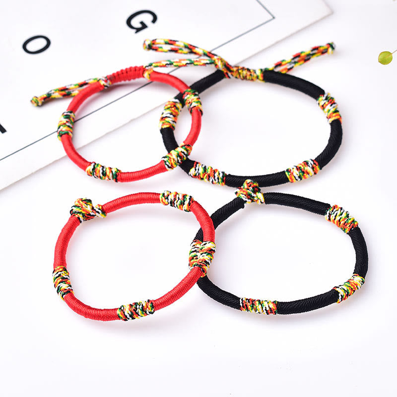 Buddha Stones Tibetan Handmade Colorful King Kong Knot Lucky Protection Braid String Bracelet