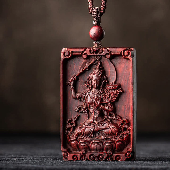 Chinese Zodiac Natal Buddha Small Leaf Red Sandalwood Protection Necklace Pendant