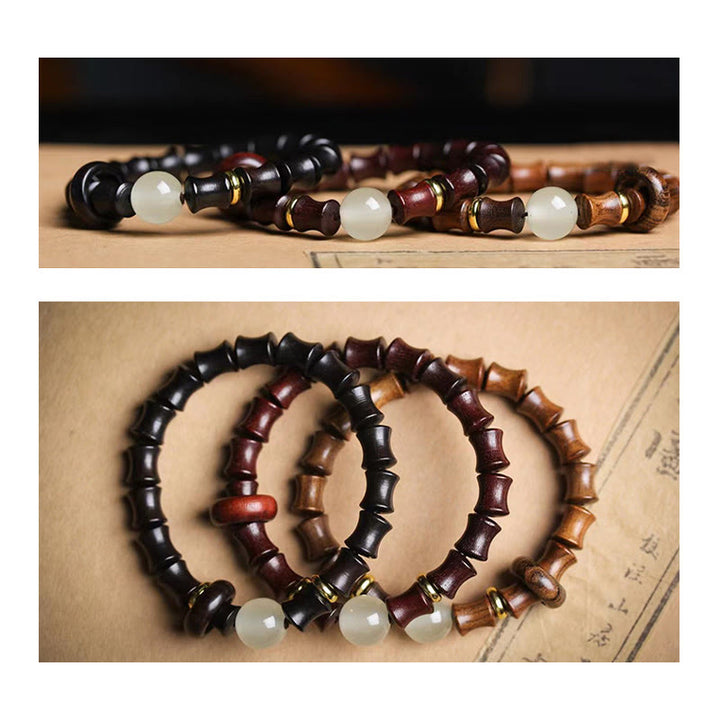 Buddha Stones Ebony Green Sandalwood Black Rosewood Bamboo Peace Bracelet