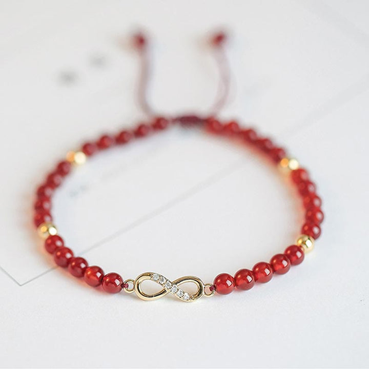 Natural Red Agate Endless Knot Four Leaf Clover Star Confidence String Bracelet