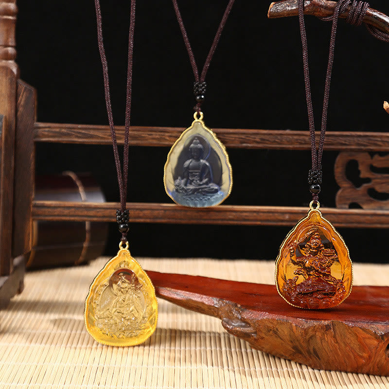 Tibetan Buddha Liuli Crystal Serenity Necklace Pendant