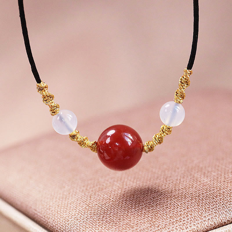 Buddha Stones Natural Red Agate Chalcedony Self-acceptance Confidence String Bead Bracelet Necklace Pendant