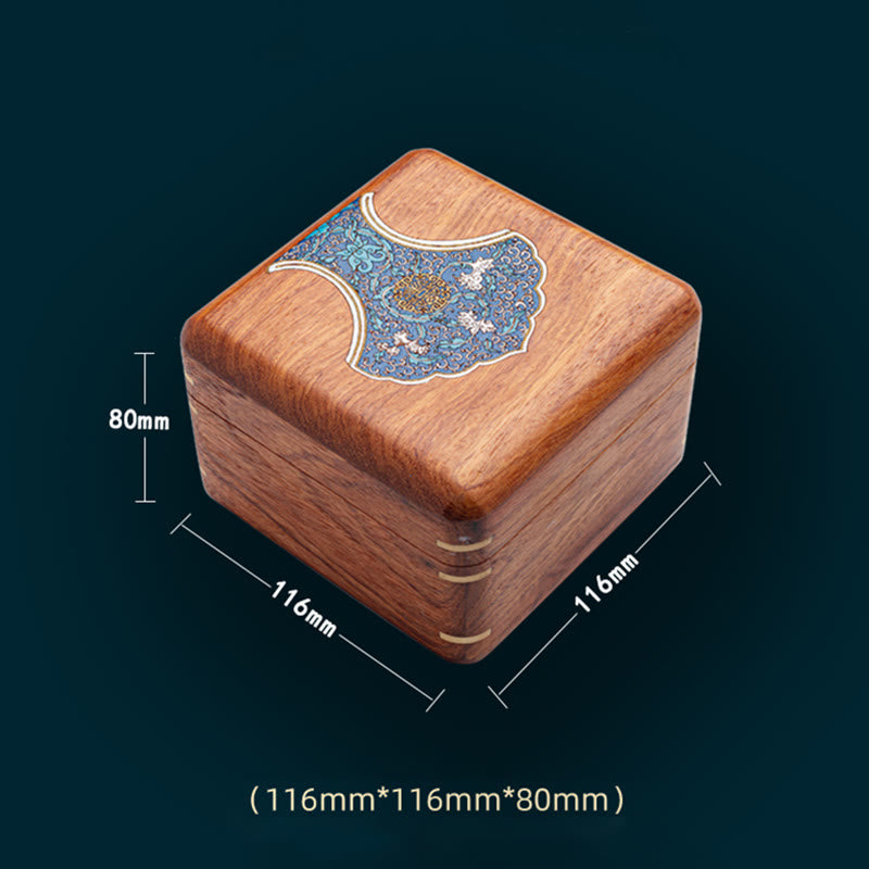 Antique Flower Leaf Handmade Rosewood Jewelry Storage Box Wooden Gift Organizer Box