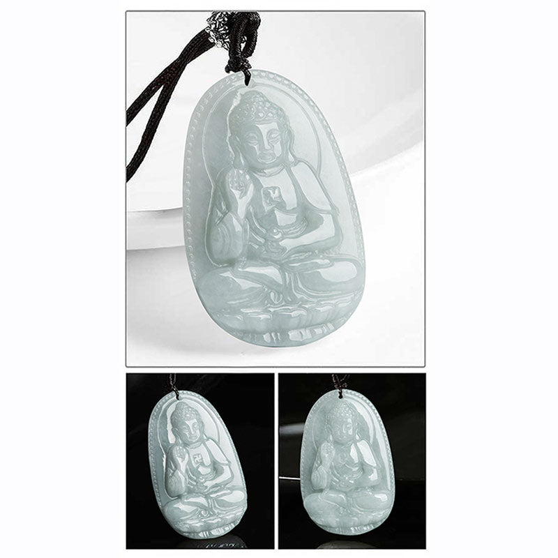 Buddha Stones Chinese Zodiac Natal Buddha Jade Wealth Prosperity Necklace Pendant