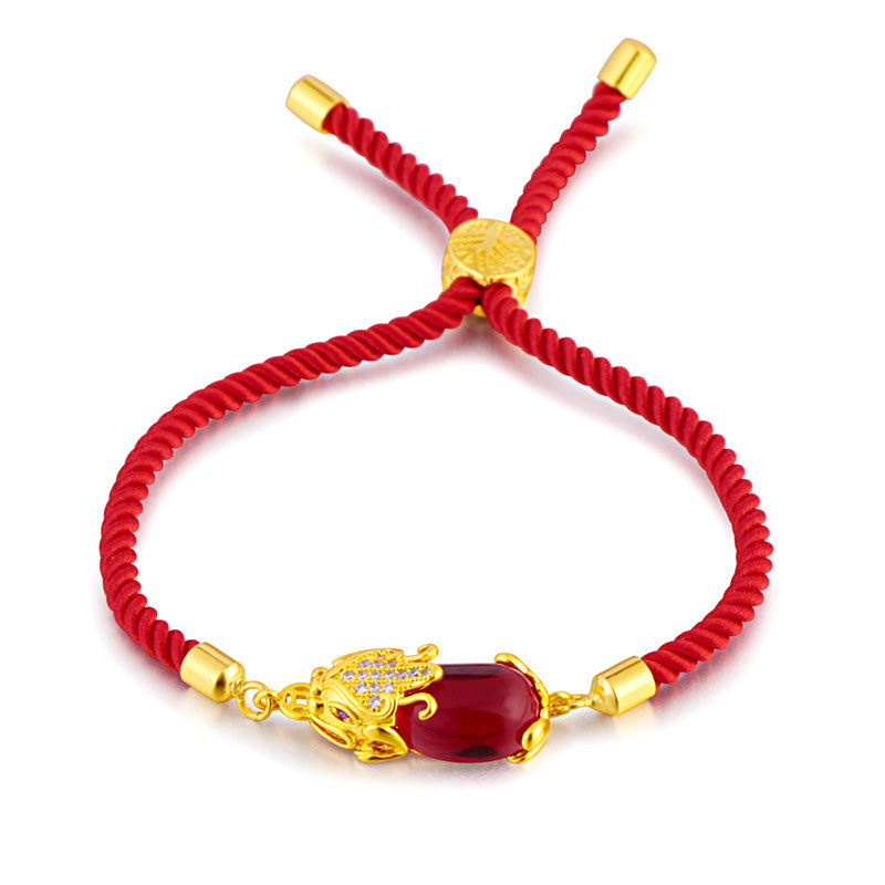 Buddha Stones Wealth Attractor Red Agate Pixiu Red String Bracelet