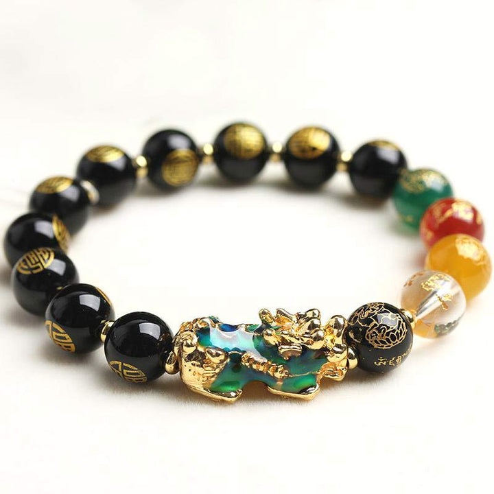 Buddha Stones Color-Changing Pixiu Obsidian Luck Bracelet