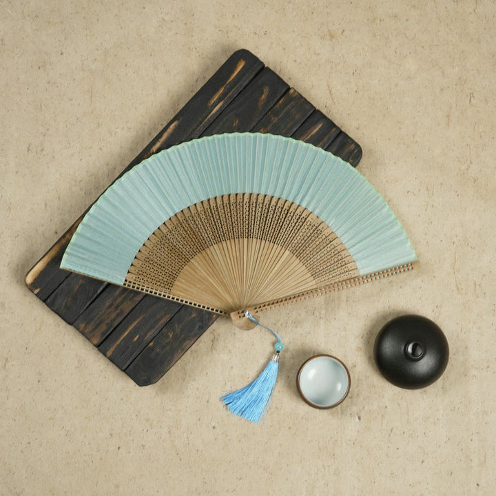 Buddha Stones Vintage Handheld Folding Fan With Bamboo Frames