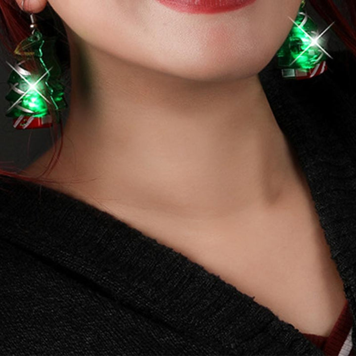 Led Christmas Santa Claus Tree Elk Luminous Earrings