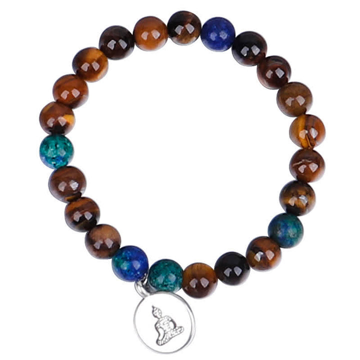 Buddha Stones 108 Mala Beads Tiger Eye Buddha Strength Bracelet Tassel Necklace Pendant