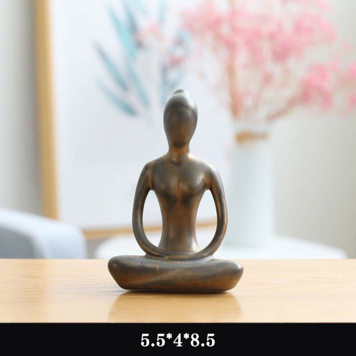 Abstract Yoga Meditation Exercise Ceramics Spiritual Figurine Sculpture Decoration