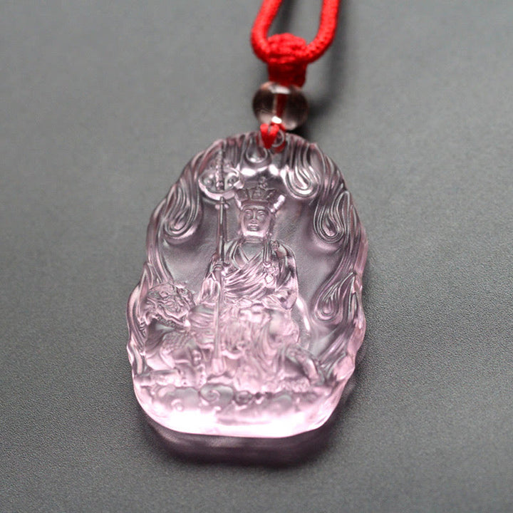 Buddha Stones Ksitigarbha Buddha Liuli Crystal Serenity Amulet Necklace Pendant