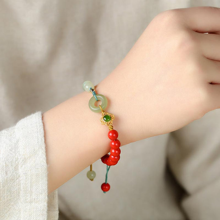 Natural Cinnabar Jade Blessing Bracelet