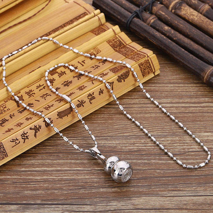 Buddha Stones Tibetan Yin Yang Symbol Gourd Harmony Titanium Steel Necklace Pendant