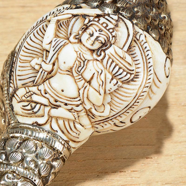 Tibetan Handmade Engraved Shankha Buddha Conch Shell Wealth Positive Decoration