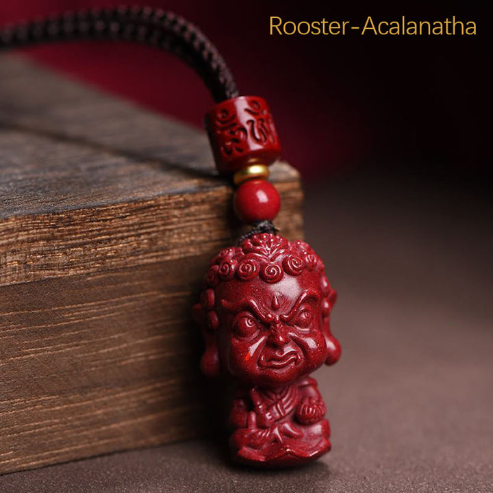 Buddha Stones Chinese Zodiac Natal Buddha Natural Cinnabar Amulet Keep Away Evil Spirits Necklace Pendant