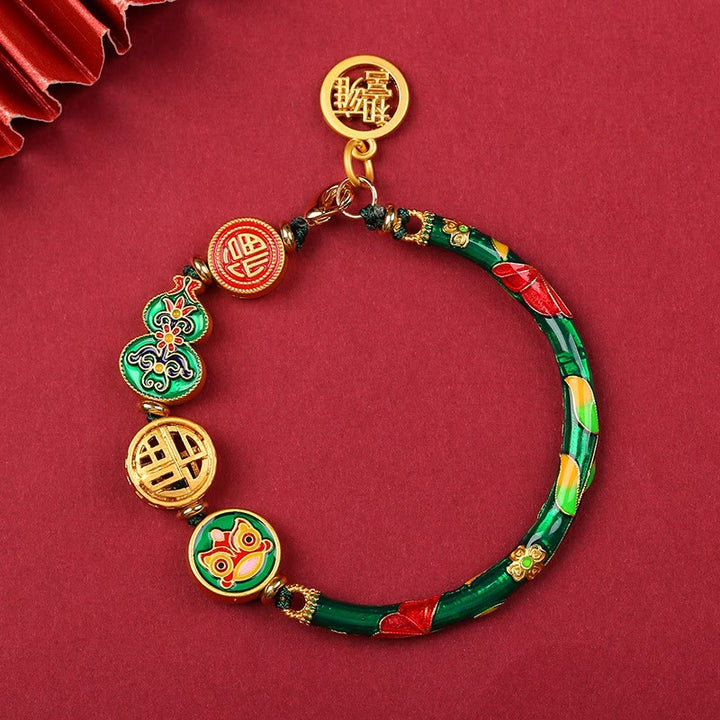 Tibetan Gourd Fortune Happiness Lion Wealth Luck Bracelet