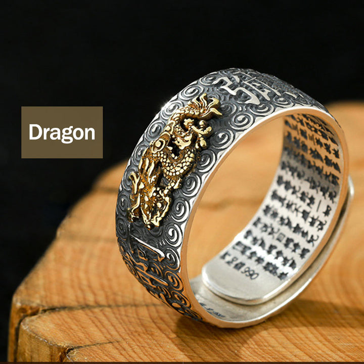 Buddha Stones Chinese Zodiac Natal Buddha Wealth Luck Adjustable Ring