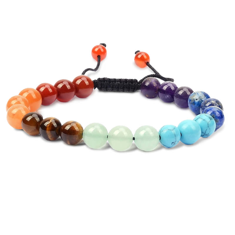 Buddha Stones Natural Healing Power Gemstone Crystal Beads Unisex Adjustable Macrame Bracelet