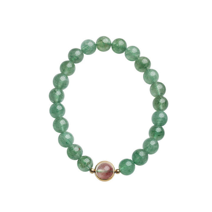 Buddha Stones Natural Green Strawberry Quartz Soothing Beaded Bracelet