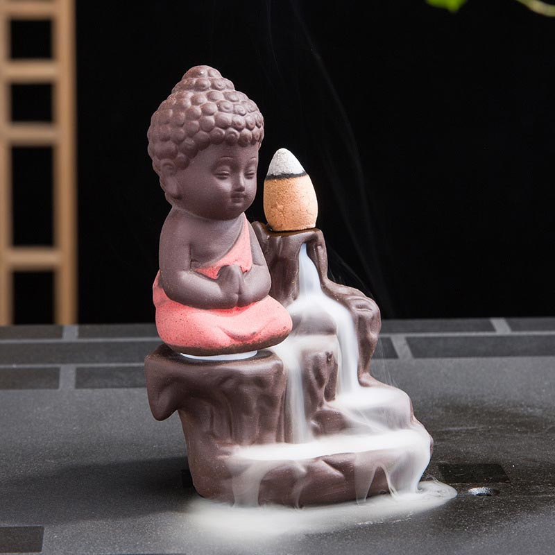 Buddha Stones  Backflow Smoke Fountain Ceramic Blessing Incense Burner Decoration