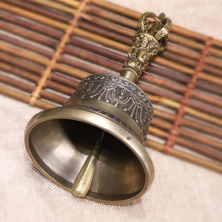 Tibetan Meditation Bell and Vajra Dorje Copper Enlightenment Decoration Set