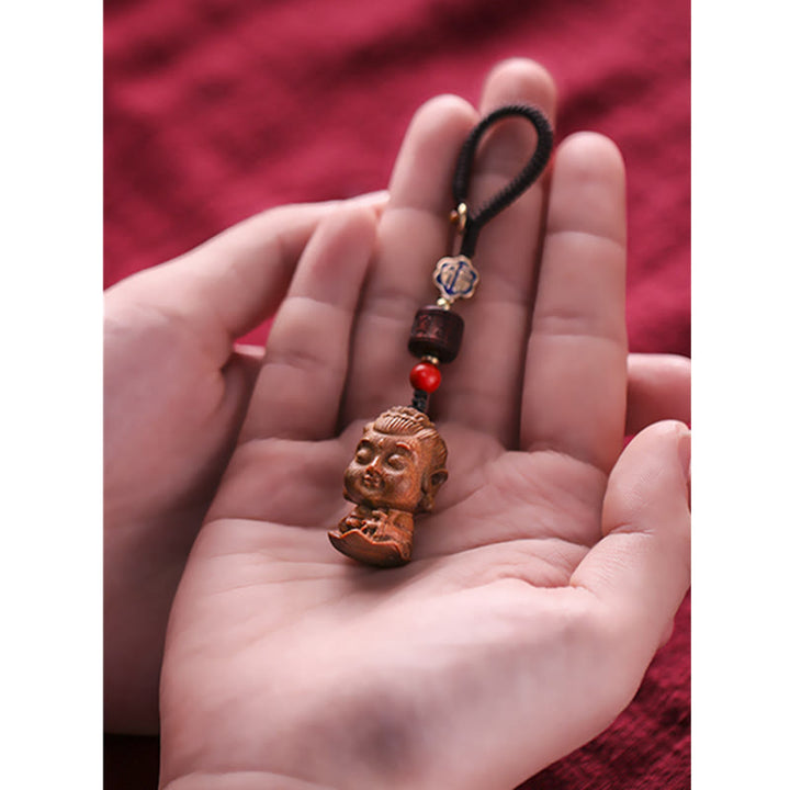 Chinese Zodiac Natal Buddha Green Sandalwood Om Mani Padme Hum Peace Key Chain