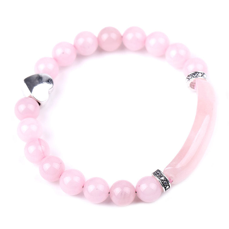 Natural Crystal Beads Unisex Heart Bracelet