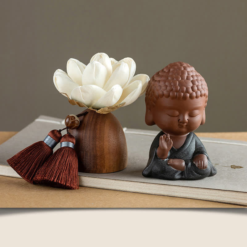 Black Peach Wood Buddha Flower Calm Cure Decorations