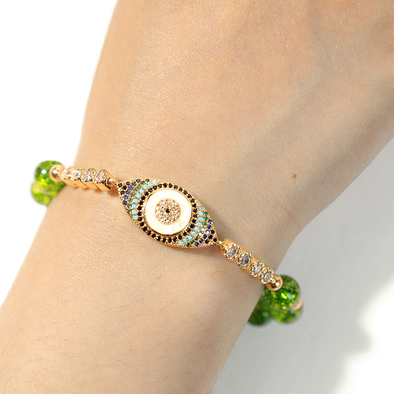 Buddha Stones Natural Peridot Evil Eye Abundance Bracelet