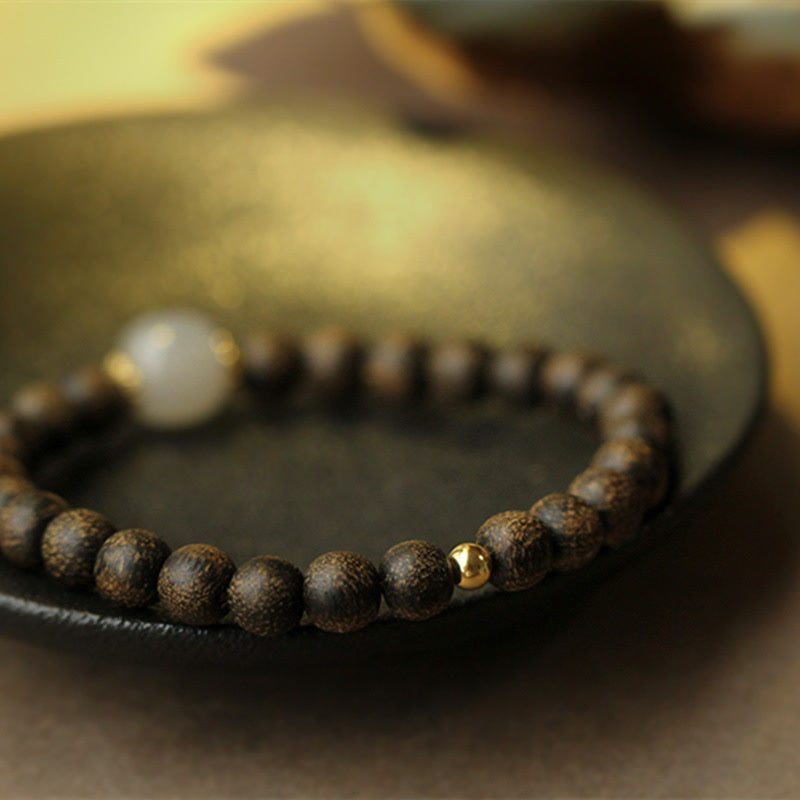 Buddha Stones Agarwood Jade Strength Calm Bracelet