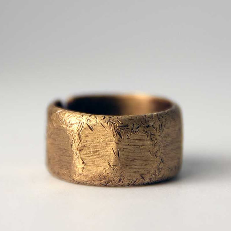 Tibetan Simple Design Copper Brass Frosted Wealth Ring