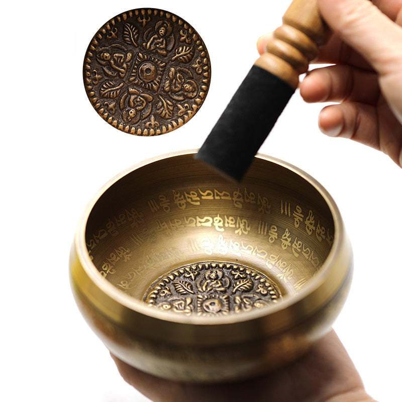 Buddha Stones Tibetan Sound Bowl Handcrafted for Yoga Mindfulness and Meditation Singing Bowl Set