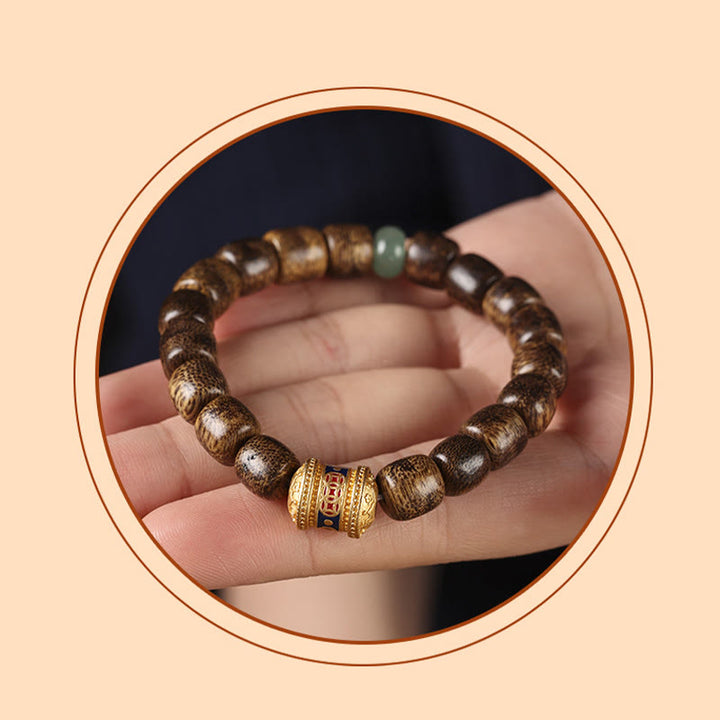 Buddha Stones Agarwood Copper Coin Auspicious Cloud Calm Bracelet