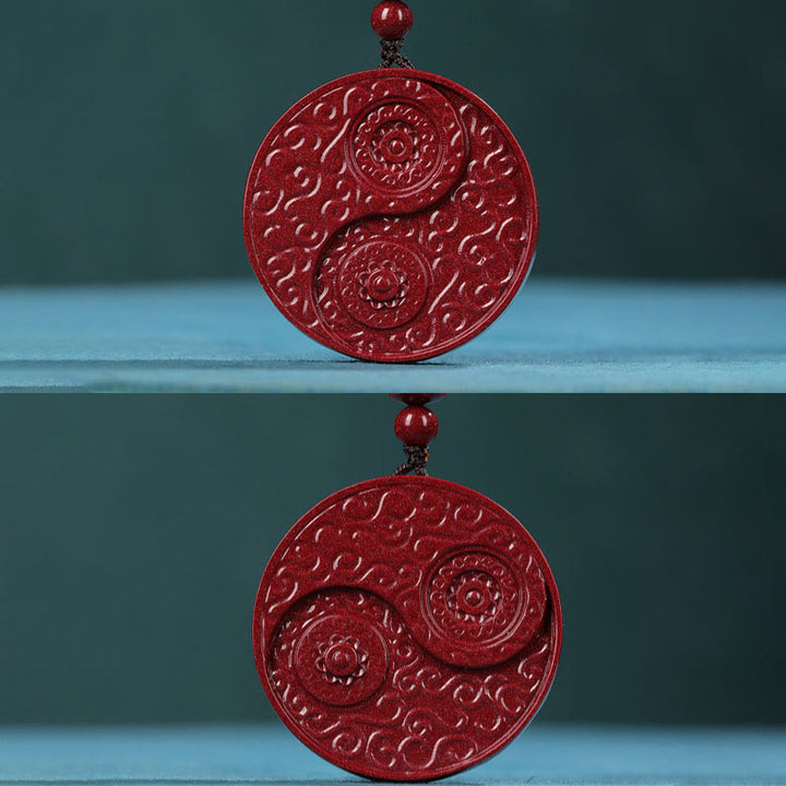 Buddha Stones Cinnabar Yin Yang Keep Away Evil Spirits Necklace Pendant