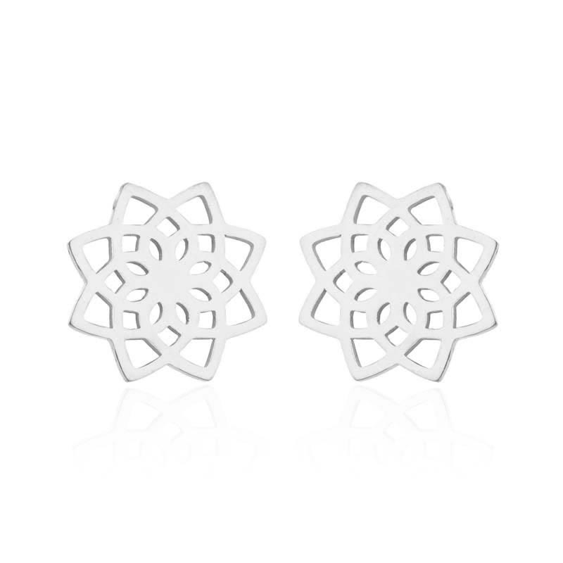 Tibetan Lotus Pattern New Beginning Stud Earrings