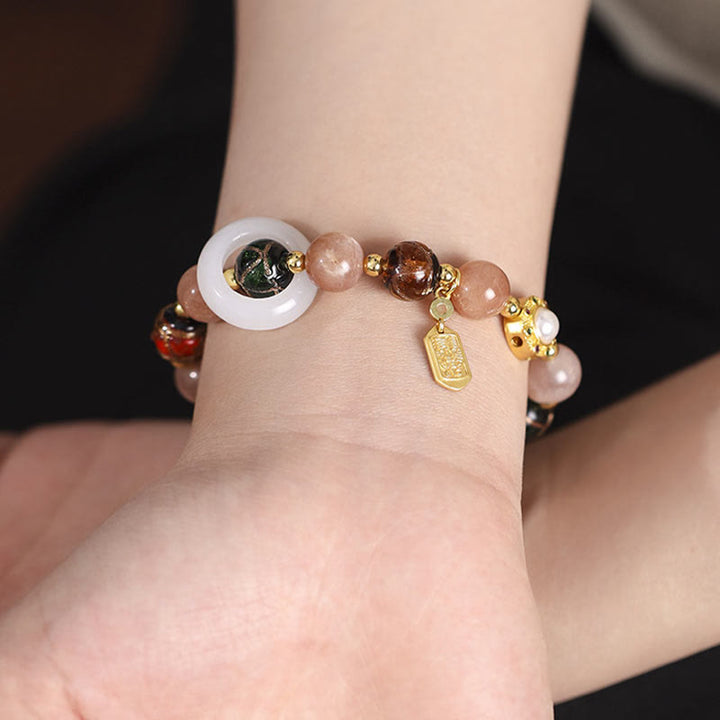 Buddha Stones Tibetan Incense Ash Liuli Glass Tridacna Stone Sun Stone Om Mani Padme Hum Prayer Wheel Charm Bracelet