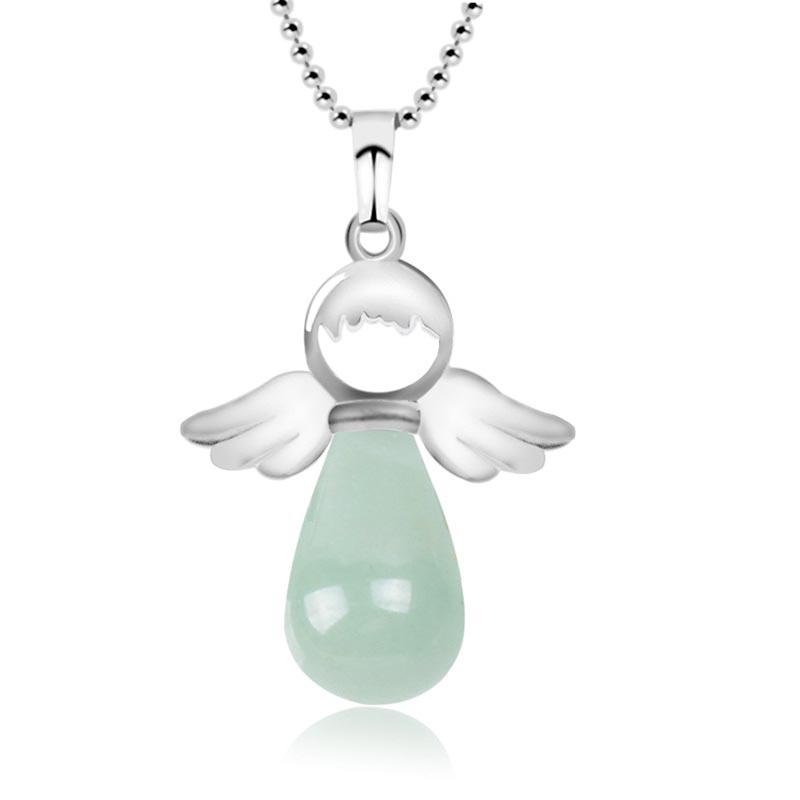 Buddha Stones Little Angel Wings Natural Crystal Luck Necklace Pendant