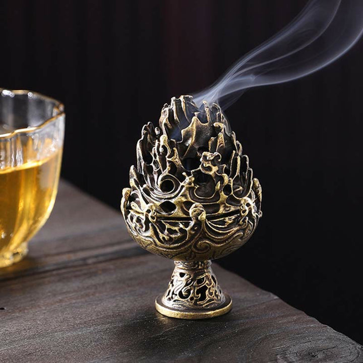 Tibetan Mini Mountain Pattern Meditation Copper Alloy Incense Burner