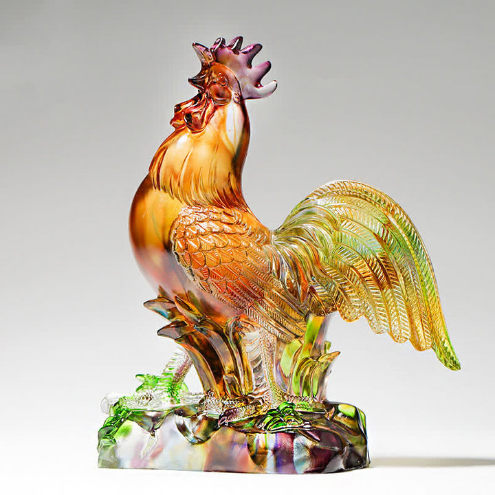 Handmade Liuli Crystal Rooster Art Piece Home Decoration