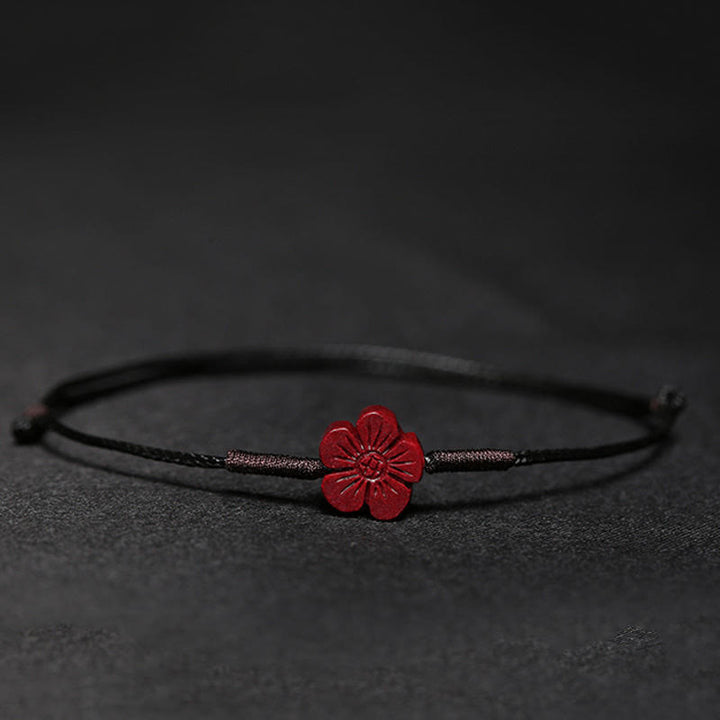 Handmade Plum Blossom Four Leaf Clover PiXiu Lotus Koi Fish Cinnabar Blessing Braid Bracelet