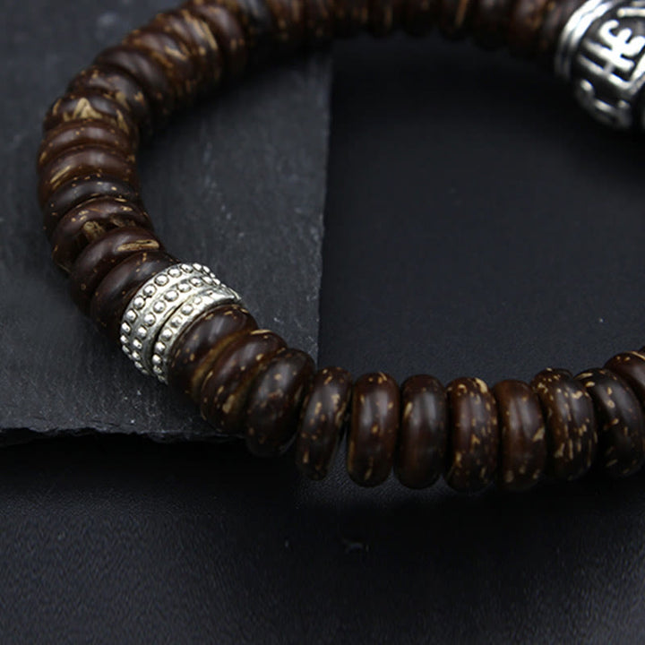 Buddha Stones Natural Tibetan Coconut Shell Om Mani Padme Hum Positive Bracelet