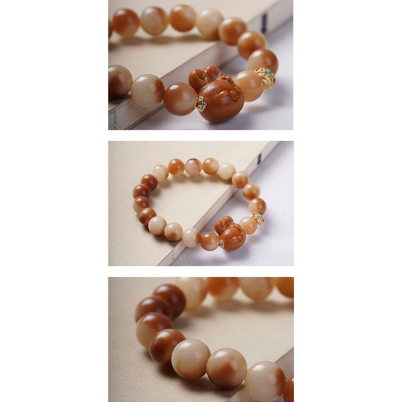 Buddha Stones Natural Bodhi Seed Lovely Rabbit Peace Bracelet