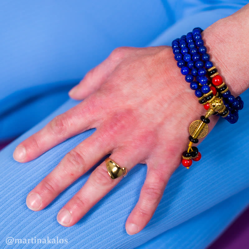 Buddha Stones Tibetan Mala Lapis Lazuli Positive Bracelet