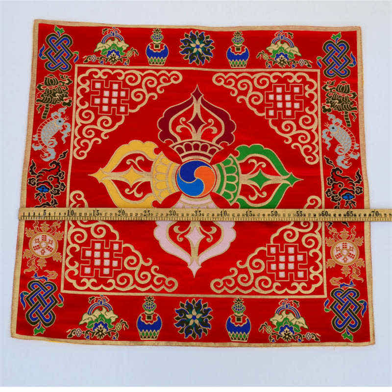 Flower Endless Knot Prayer Altar Mat Healing Meditation 8 Auspicious Symbols Mat Table Runner