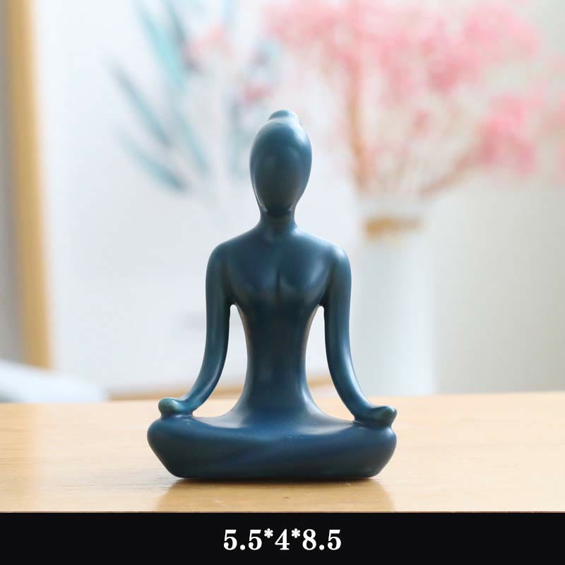 Abstract Yoga Meditation Exercise Ceramics Spiritual Figurine Sculpture Decoration