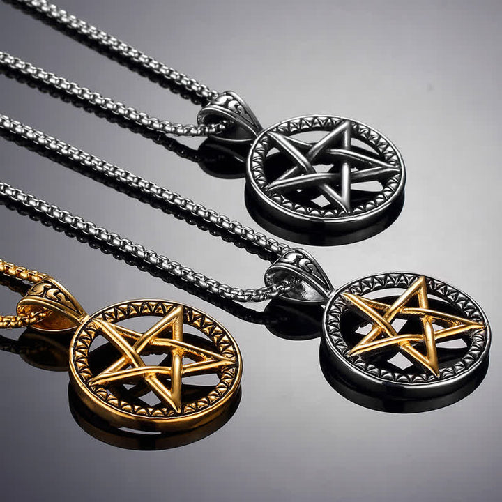 Pentagram Titanium Steel Balance Necklace Pendant