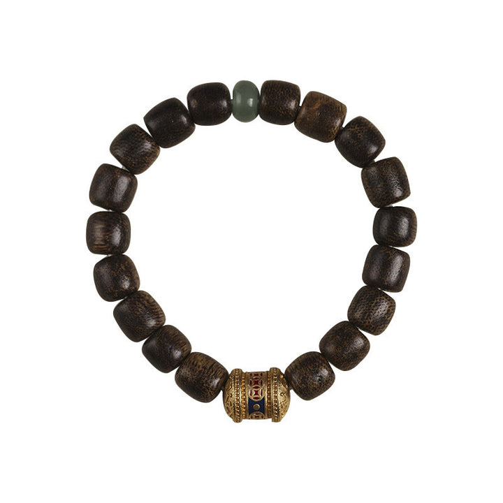 Buddha Stones Agarwood Copper Coin Auspicious Cloud Calm Bracelet