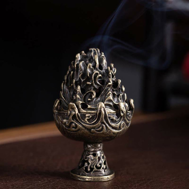 Tibetan Mini Mountain Pattern Meditation Copper Alloy Incense Burner